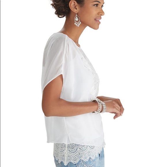 White House Black Market White Lace Blouse - Picture 3 of 8